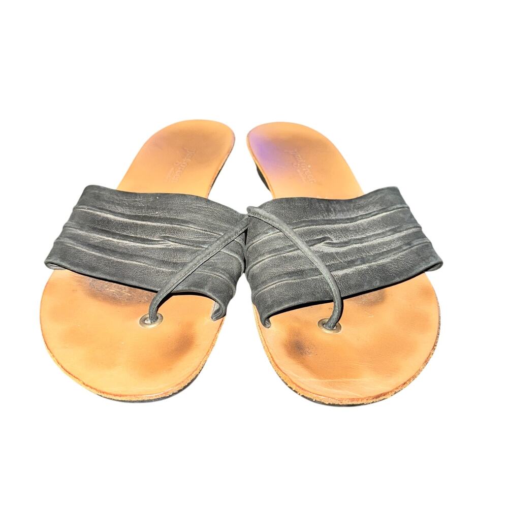 Paul Green Sandals Women's Size 8.5 Black Suede Leather Slip On Shoes Thong